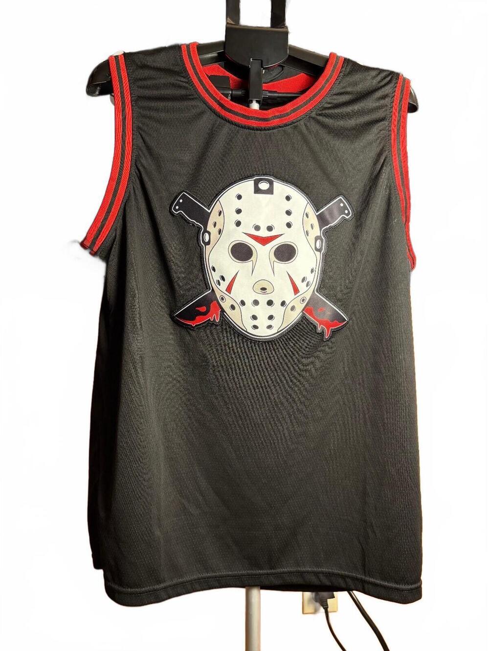 NWOT Basketball Jersey Jason Voorhees Friday the 13th Embroidered patch sz L